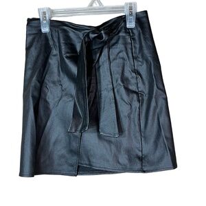 Altard‎ State Black Faux Leather Belted Skirt Womens Small